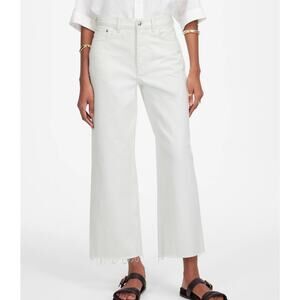 Madewell Women's Low Slung Baggy Wide Leg Raw Hem Crop White Jeans 30 New